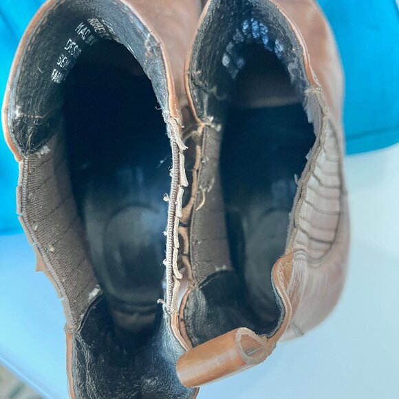 Vero Cuoio Leather Brown Chunky Heel Booties Distressed Make in Italy - Picture 11 of 14